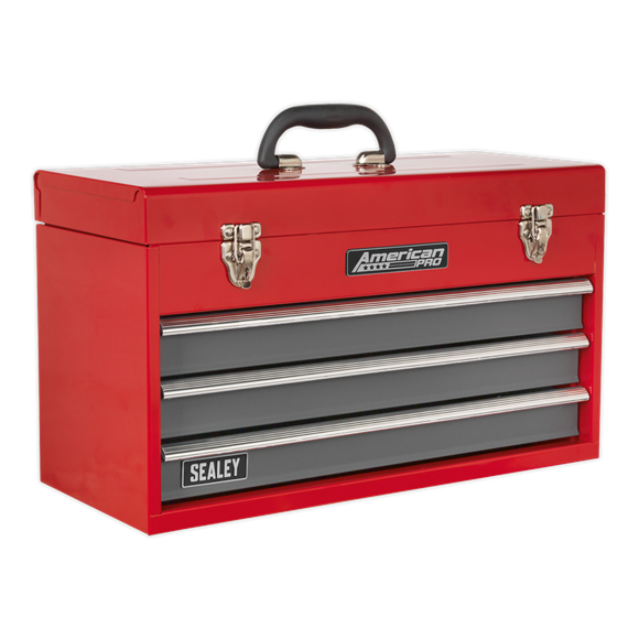 Sealey AP9243BB Tool Chest 3 Drawer Portable with Ball Bearing Slides - Red/Grey