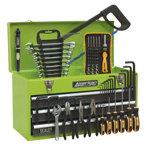 Sealey AP9243BBHVCOM Portable Tool Chest 3 Drawer with Ball Bearing Slides - Hi-Vis & 93pc Tool Kit
