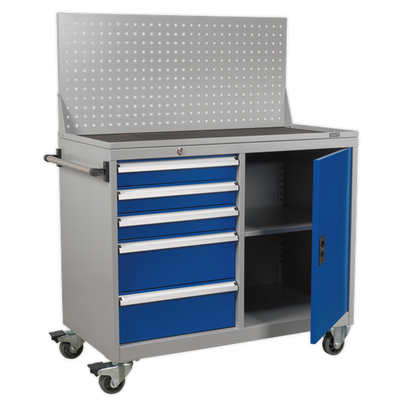 Sealey API1103A Industrial Mobile Workstation 5 Drawer & 1 Shelf Locker