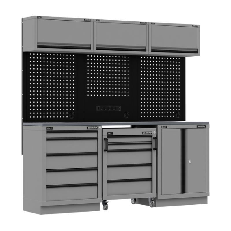 Sealey APMSBESTACK03SS Superline PRO® Black Edition Storage System with Stainless Worktop 2.04m