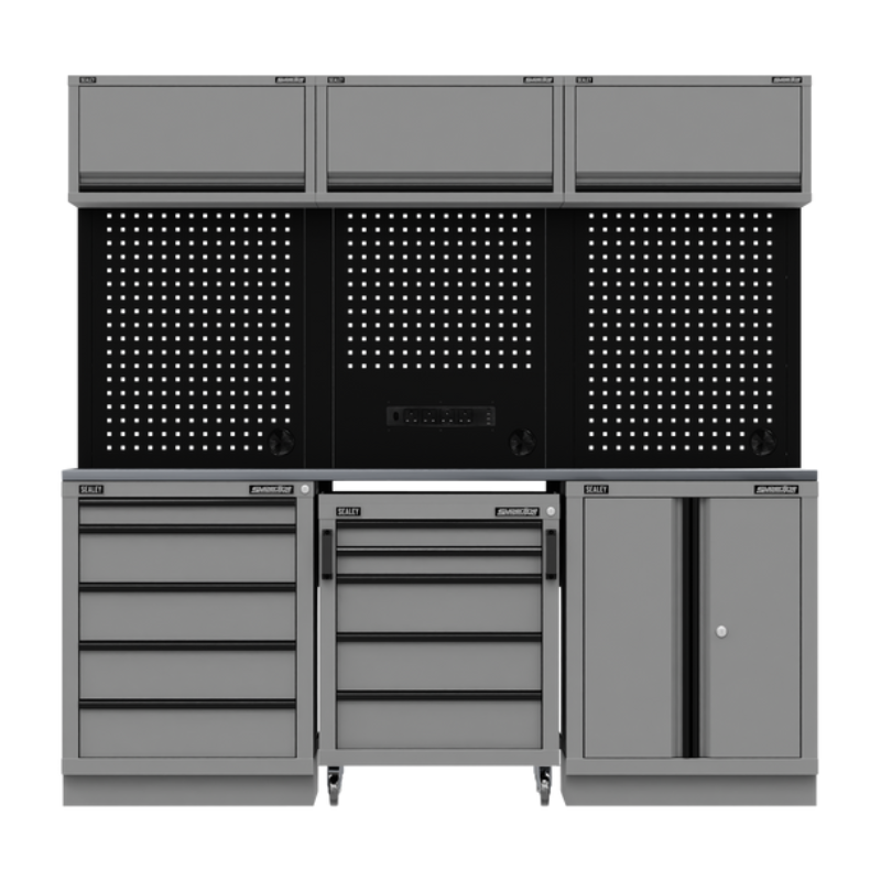 Sealey APMSBESTACK03SS Superline PRO® Black Edition Storage System with Stainless Worktop 2.04m