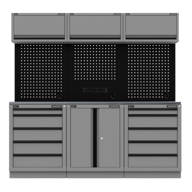 Sealey APMSBESTACK04SS Superline PRO® Black Edition Storage System with Stainless Worktop 2.04m