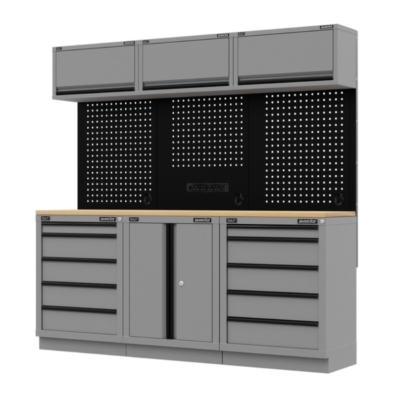 Sealey APMSBESTACK04WW Superline PRO® Black Edition Storage System with Rubber Wood Worktop 2.04m