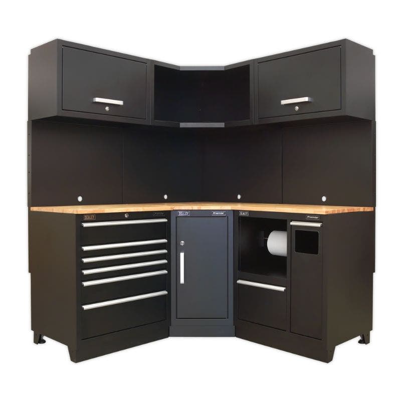 Sealey APMSCOMBO6W Premier 1.7m Corner Storage System - Oak Worktop