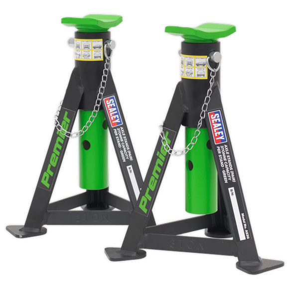Sealey AS3G Axle Stands (Pair) 3tonne Capacity per Stand - Green