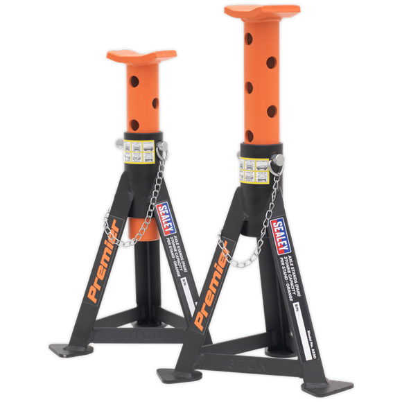 Sealey AS3O Axle Stands (Pair) 3tonne Capacity per Stand - Orange