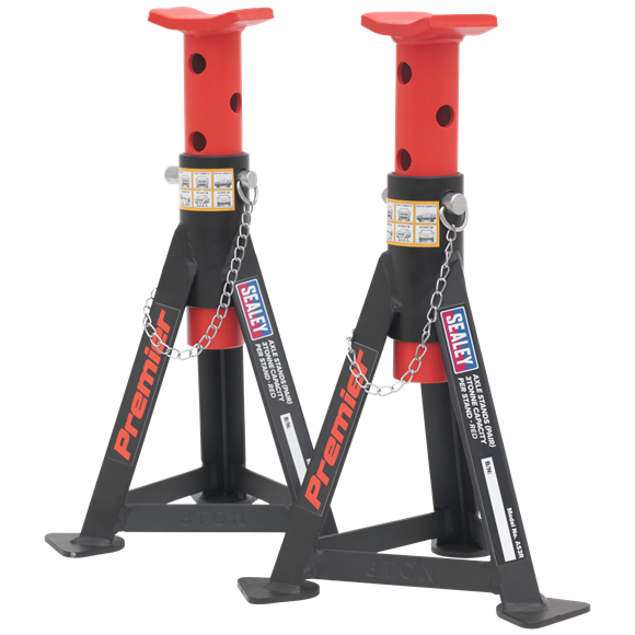 Sealey AS3R Axle Stands (Pair) 3tonne Capacity per Stand - Red