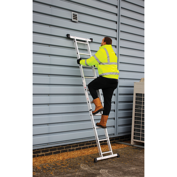 Sealey ASCL2 Aluminium Scaffold Ladder 4-Way EN 131