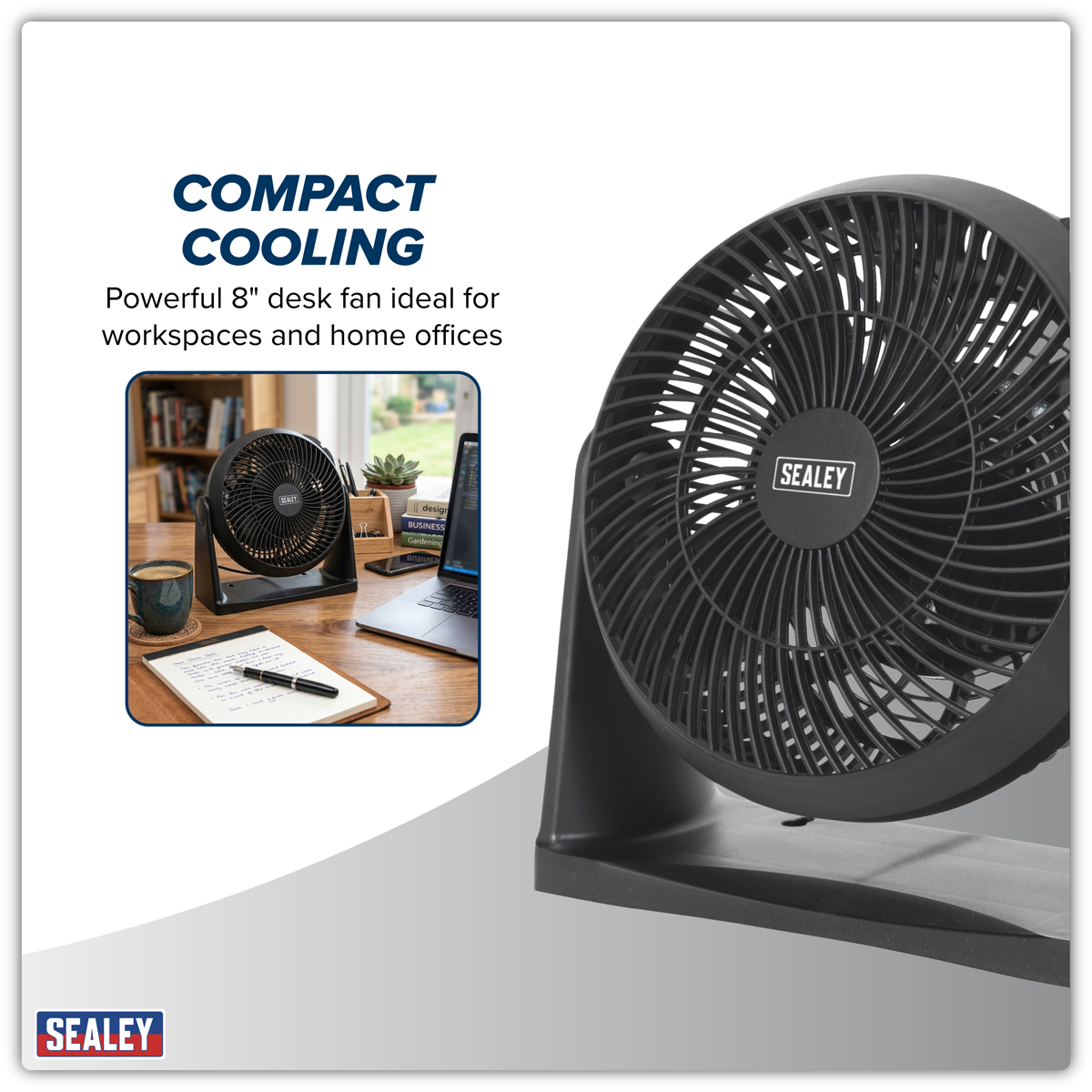 Sealey SFF08 Desk/Floor Fan 3-Speed 8" 230V