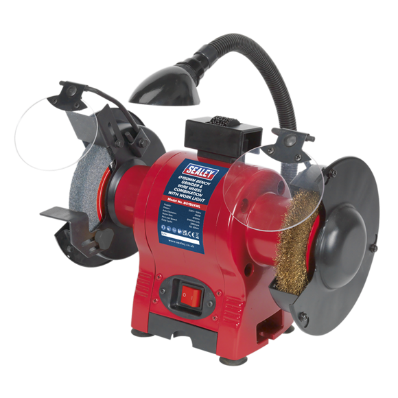 Sealey BG150XWL Bench Grinder Ø150mm & Wire Wheel Combination with Work Light 250W/230V