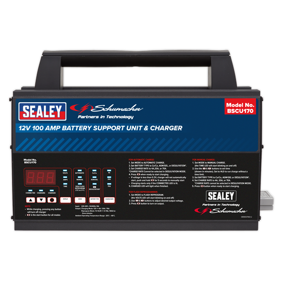 Sealey BSCU170 Schumacher® Battery Support Unit & Charger - 12V 100A