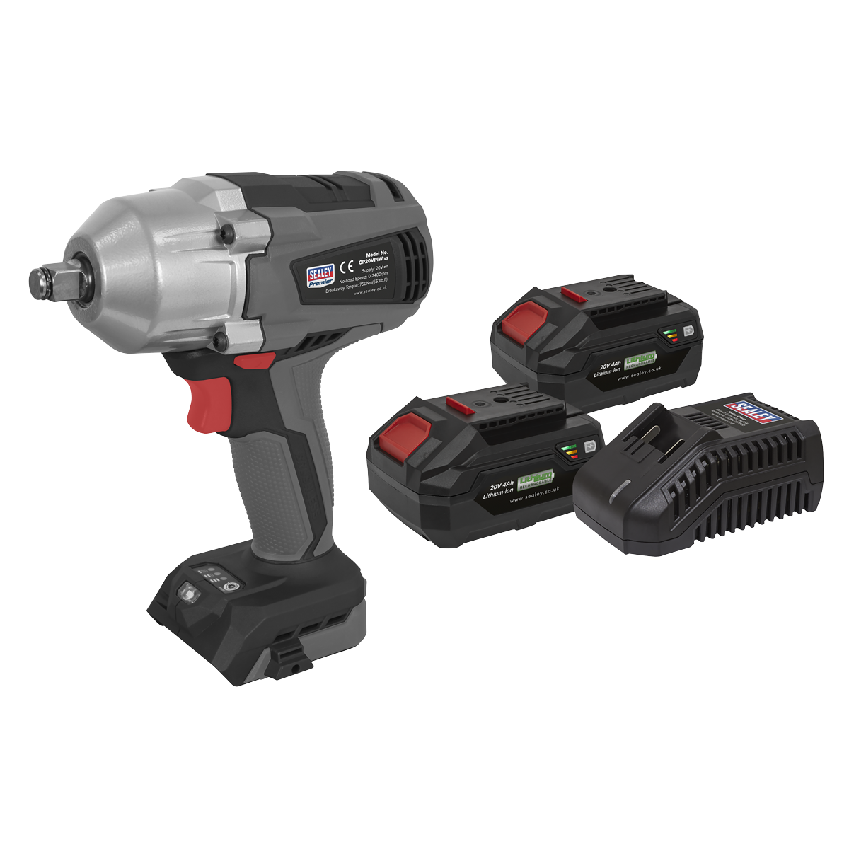 Sealey CP20VPIWKIT Brushless Impact Wrench Kit 1/2"Sq Drive 700Nm 20V - 2 Batteries
