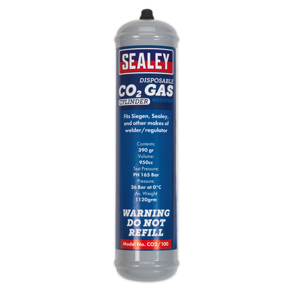 Sealey CO2/100 Gas Cylinder Disposable Carbon Dioxide 390g