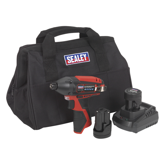 Sealey CP1203KIT Impact Driver Kit 1/4" Hex Drive 12V Lithium-ion - 2 Batteries