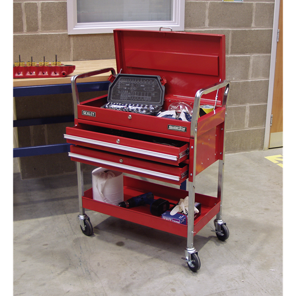 Sealey CX1042D Trolley 2-Level Heavy-Duty with Lockable Top & 2 Drawers