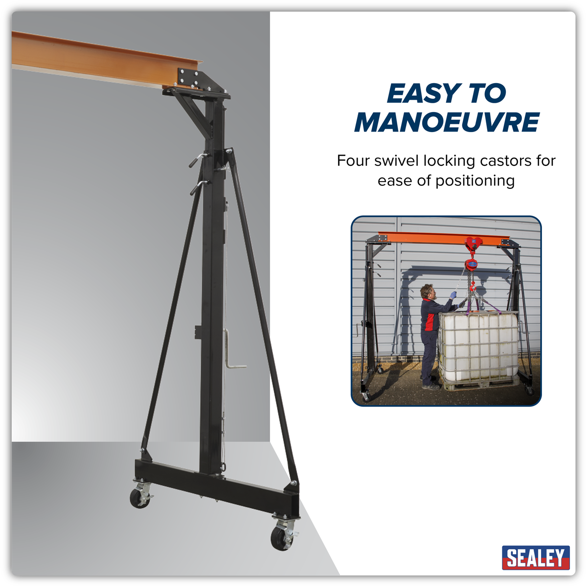 Sealey SG2000W Portable Lifting Gantry Crane Adjustable 2 Tonne