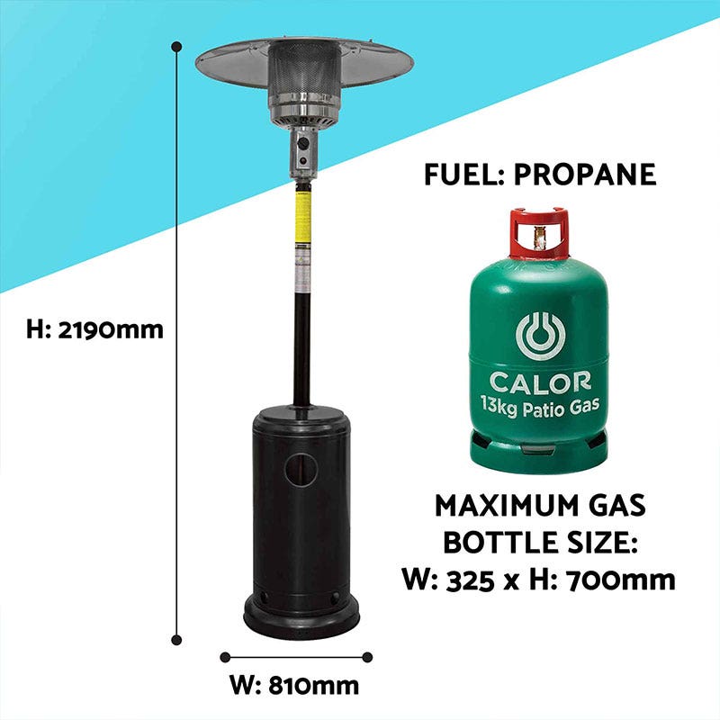 Dellonda Outdoor Garden Gas Patio Heater 13kW Commercial & Domestic Use, Black