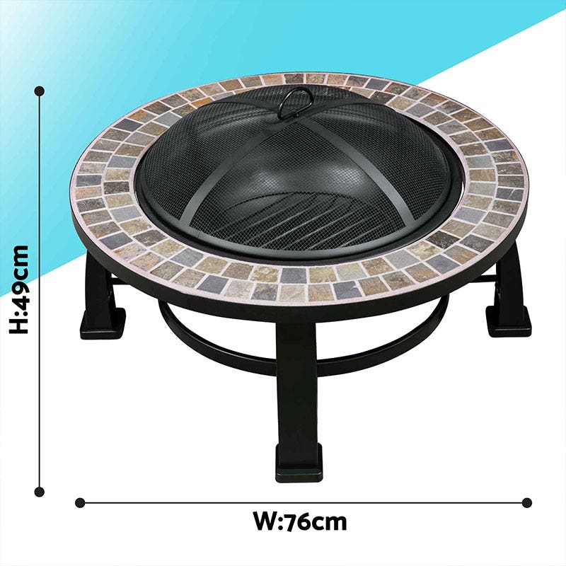 Dellonda 30" Deluxe Traditional Style Fire Pit/Fireplace/Outdoor Heater - Slate