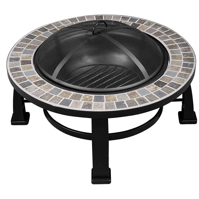 Dellonda 30" Deluxe Traditional Style Fire Pit/Fireplace/Outdoor Heater - Slate