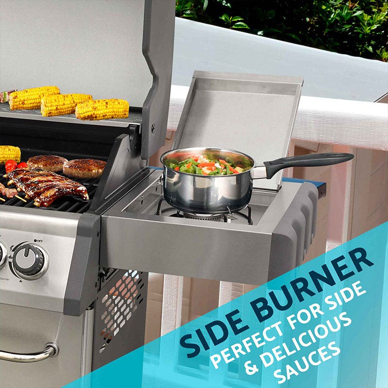 Dellonda 4+1 Burner Deluxe Gas BBQ Grill, Stainless Steel, Side Burner, Ignition