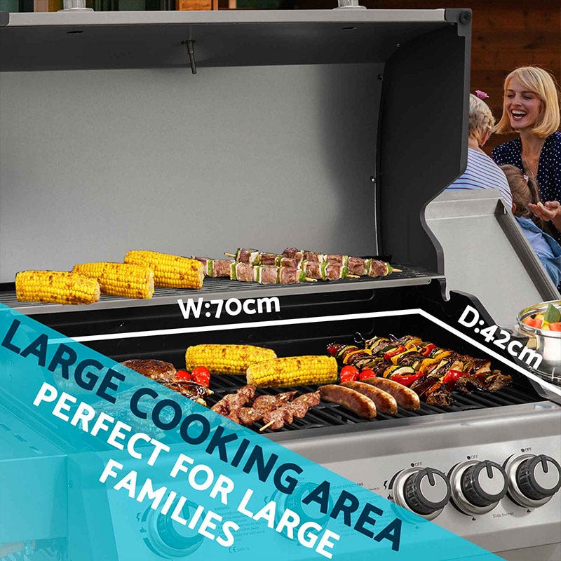 Dellonda 4+1 Burner Deluxe Gas BBQ Grill, Stainless Steel, Side Burner, Ignition