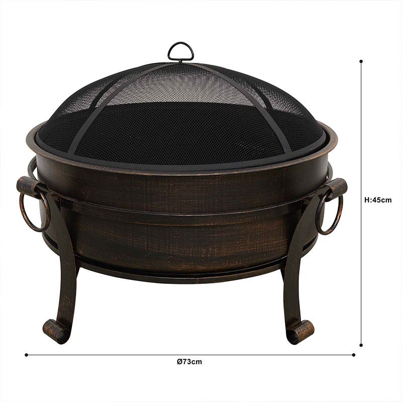 Dellonda 30" Deluxe 2-in-1 Outdoor Fire Pit & Coffee Table Antique Bronze Effect