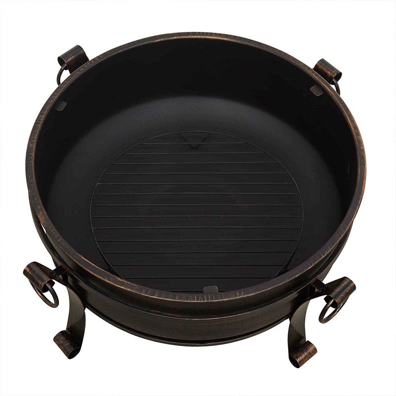 Dellonda 30" Deluxe 2-in-1 Outdoor Fire Pit & Coffee Table Antique Bronze Effect