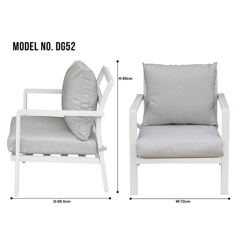 Dellonda Kyoto 4 Piece Aluminium Outdoor Garden Sofa Arm Chair Coffee Table Set, White