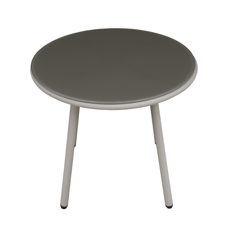 Dellonda Como 3 Piece Steel Bistro Set with Tempered Glass Top, Grey - DG55