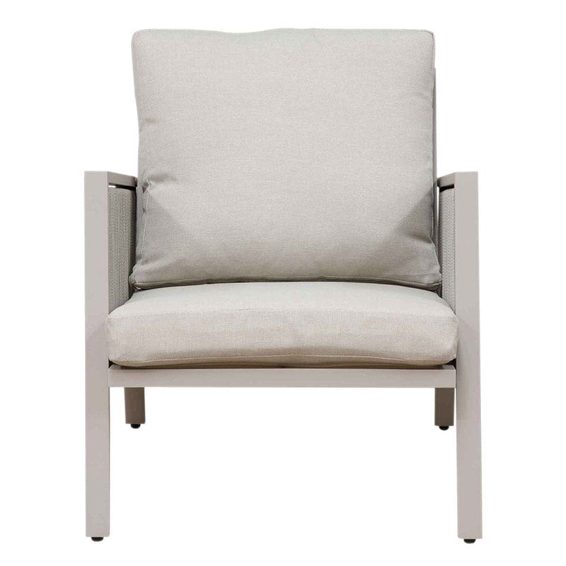Dellonda Fusion Aluminium 4 Piece Outdoor Sofa, Arm Chairs & Coffee Table Set, Light Grey