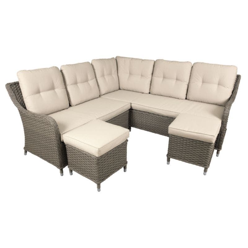 Sealey Dellonda Chester Rattan Wicker Outdoor 5-Seater Corner Sofa Set 4pc