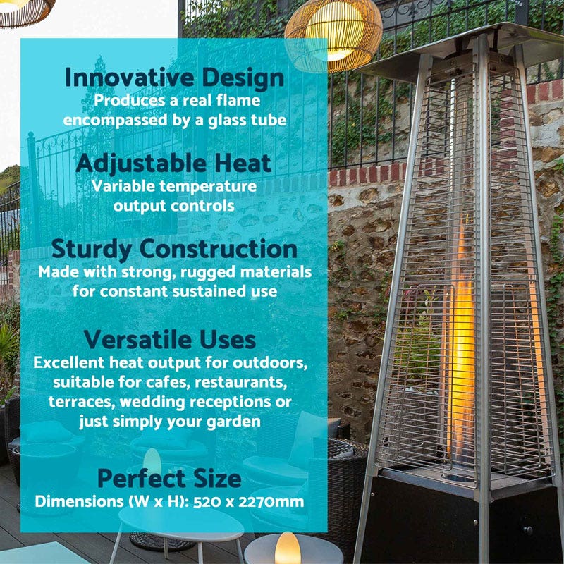 Dellonda Pyramid Gas Outdoor Garden Patio Heater 13kW Commercial & Home Use