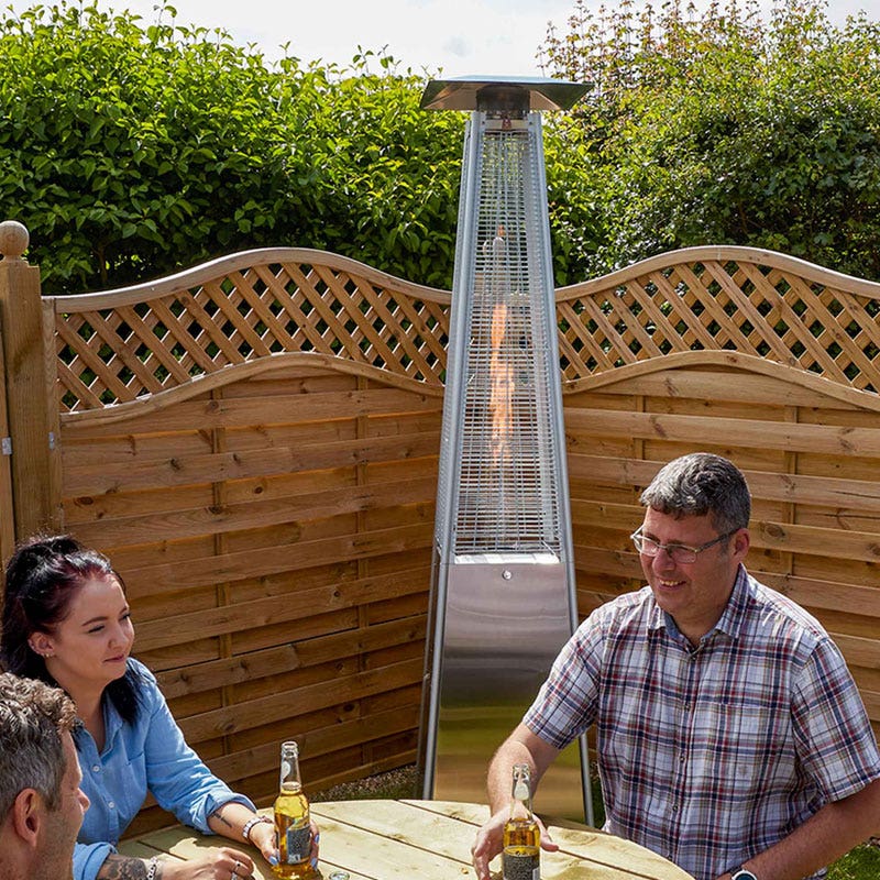 Dellonda Pyramid Gas Patio Heater 13kW Commercial/Garden Use, Stainless Steel