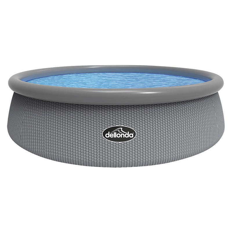 Dellonda 15ft Ø450cm Round Garden Kids Paddling Swimming Pool & Pump Grey Rattan