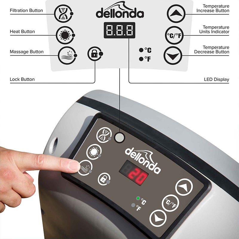 Dellonda 2-4 Person Inflatable Hot Tub Spa with Smart Pump - Rattan Effect