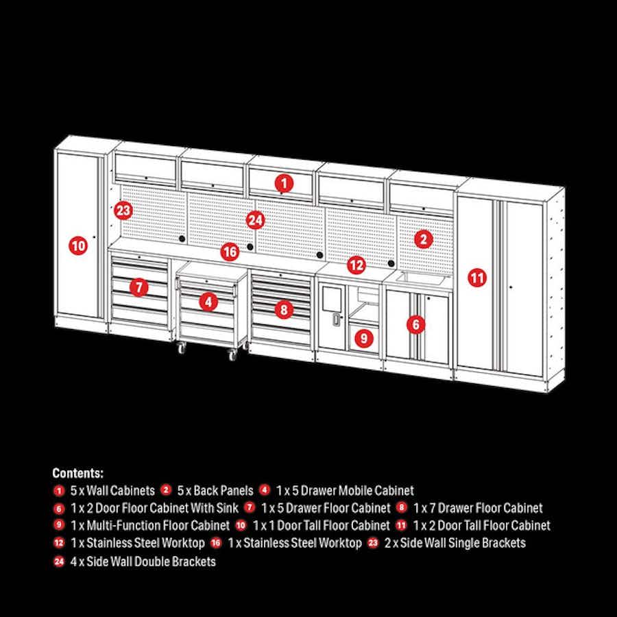 BUNKER 27063 Modular Storage Combo with Sink and Hardwood Worktop (25 Piece)