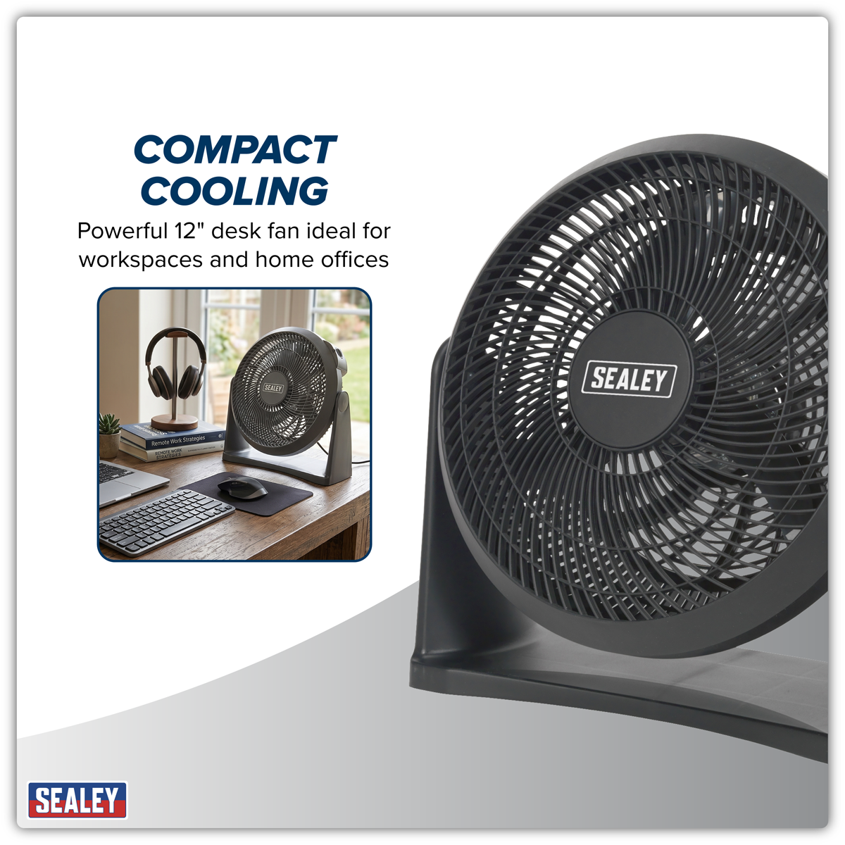 Sealey SFF12 Desk/Floor Fan 3-Speed 12" 230V