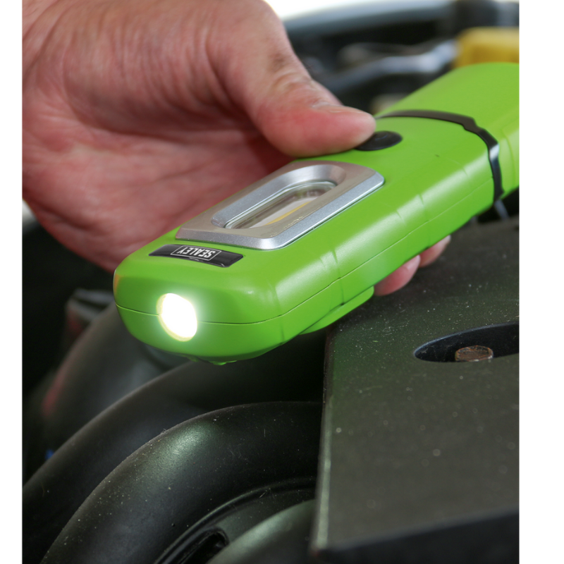 Sealey LED3601G Rechargeable 360° Inspection Light 3W COB & 1W SMD LED Green Lithium-Polymer