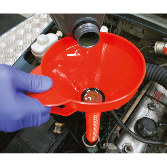 Sealey F16F Flexible Spout Funnel with Filter 160mm - Medium