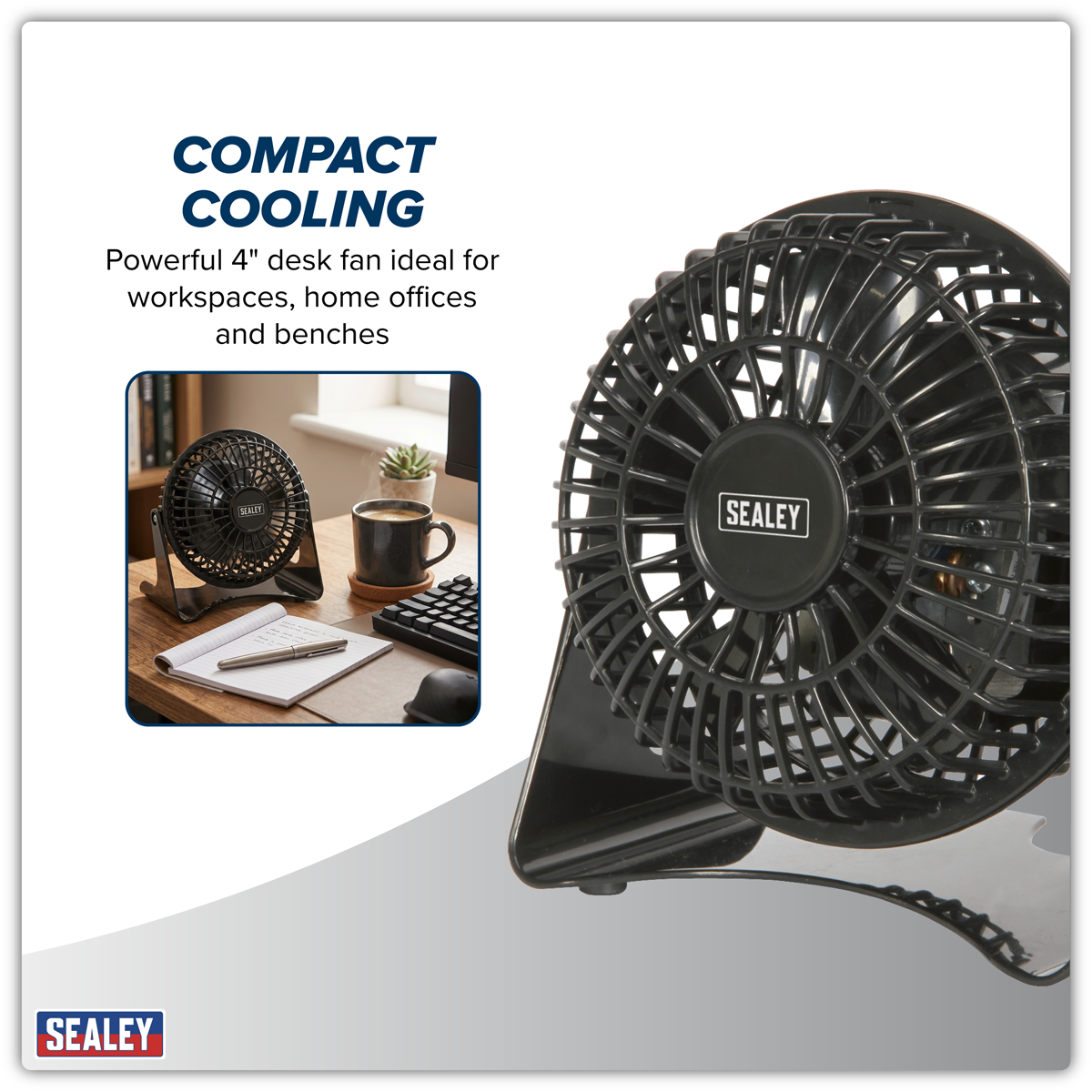 Sealey SFF04 Desk Fan Mini 4" 230V