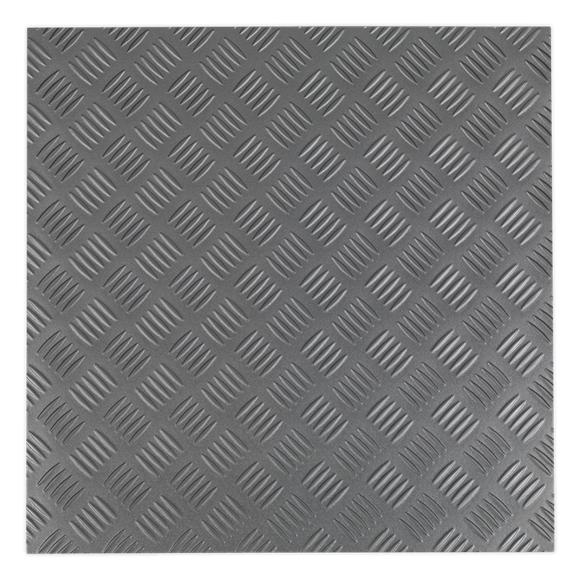 Sealey FT1S Vinyl Floor Tile with Peel & Stick Backing - Silver Treadplate Pack of 16