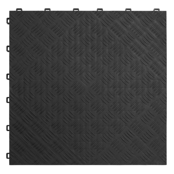 Sealey FT3B Polypropylene Floor Tile 400 x 400mm - Black Treadplate - Pack of 9