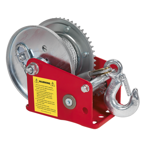Sealey GWC1200B Geared Hand Winch with Brake & Cable 540kg Capacity