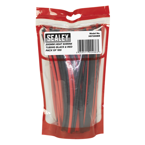 Sealey HST200BR Heat Shrink Tubing Black & Red 200mm 100pc