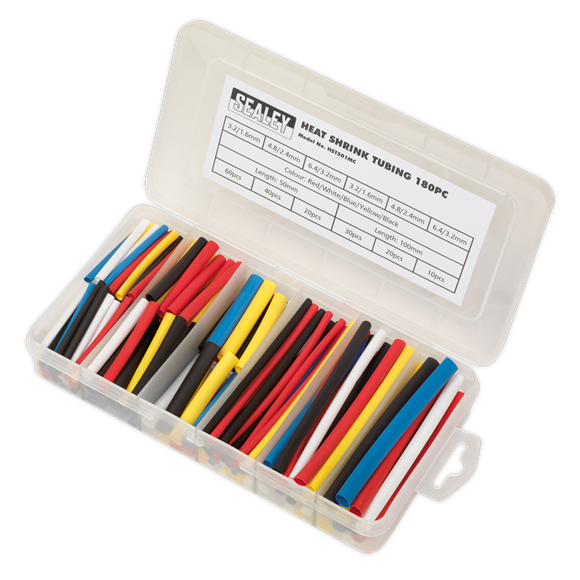 Sealey HST501MC Heat Shrink Tubing Assortment 180pc 50 & 100mm Mixed Colours