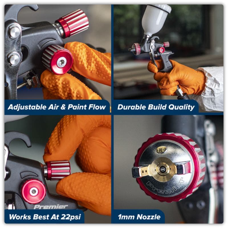 Sealey HVLP04 HVLP Gravity Feed Touch-Up Spray Gun 1mm Set-Up