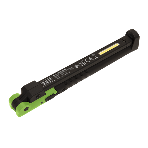 Sealey LED01G Rechargeable Slim Folding Pocket Light 2 COB & 1 SMD LED - Green