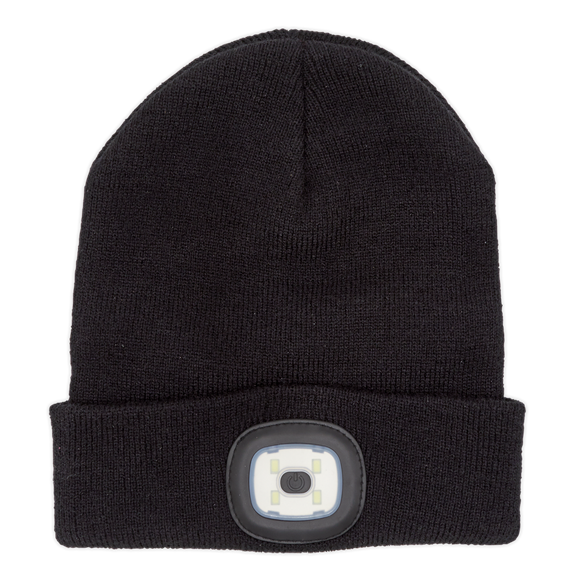 Sealey LED185 Beanie Hat 4 SMD LED USB Rechargeable