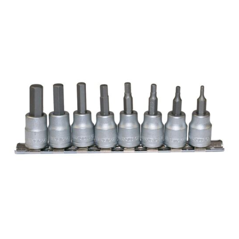 Teng M3811 Socket Clip Rail AF Hex Set of 8 3/8in Drive
