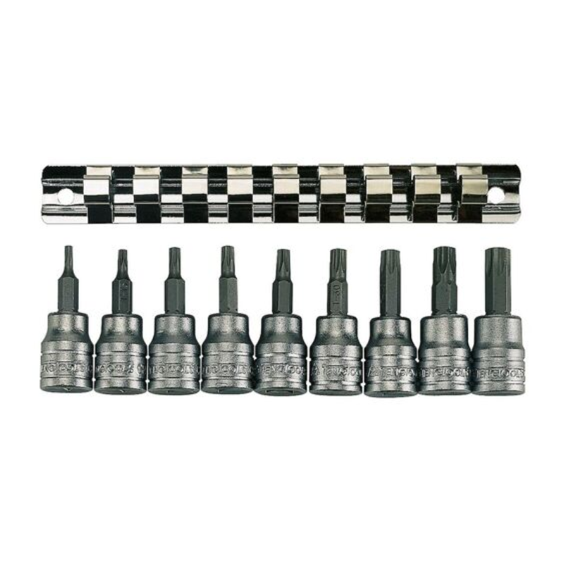 Teng M3813TX Socket Clip Rail Set of 9 External TORX 3/8in Drive